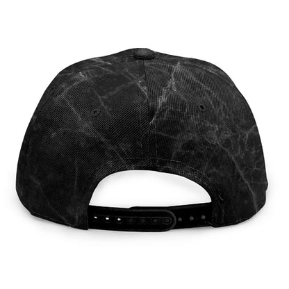 Black Grey Dark Marble Print Snapback Cap