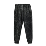 Black Grey Dark Marble Print Sweatpants