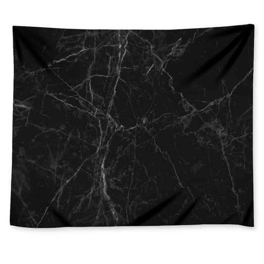 Black Grey Dark Marble Print Tapestry