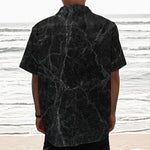 Black Grey Dark Marble Print Textured Short Sleeve Shirt