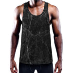 Black Grey Dark Marble Print Training Tank Top