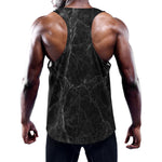 Black Grey Dark Marble Print Training Tank Top