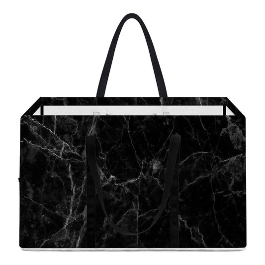 Black Grey Dark Marble Print Utility Tote Bag