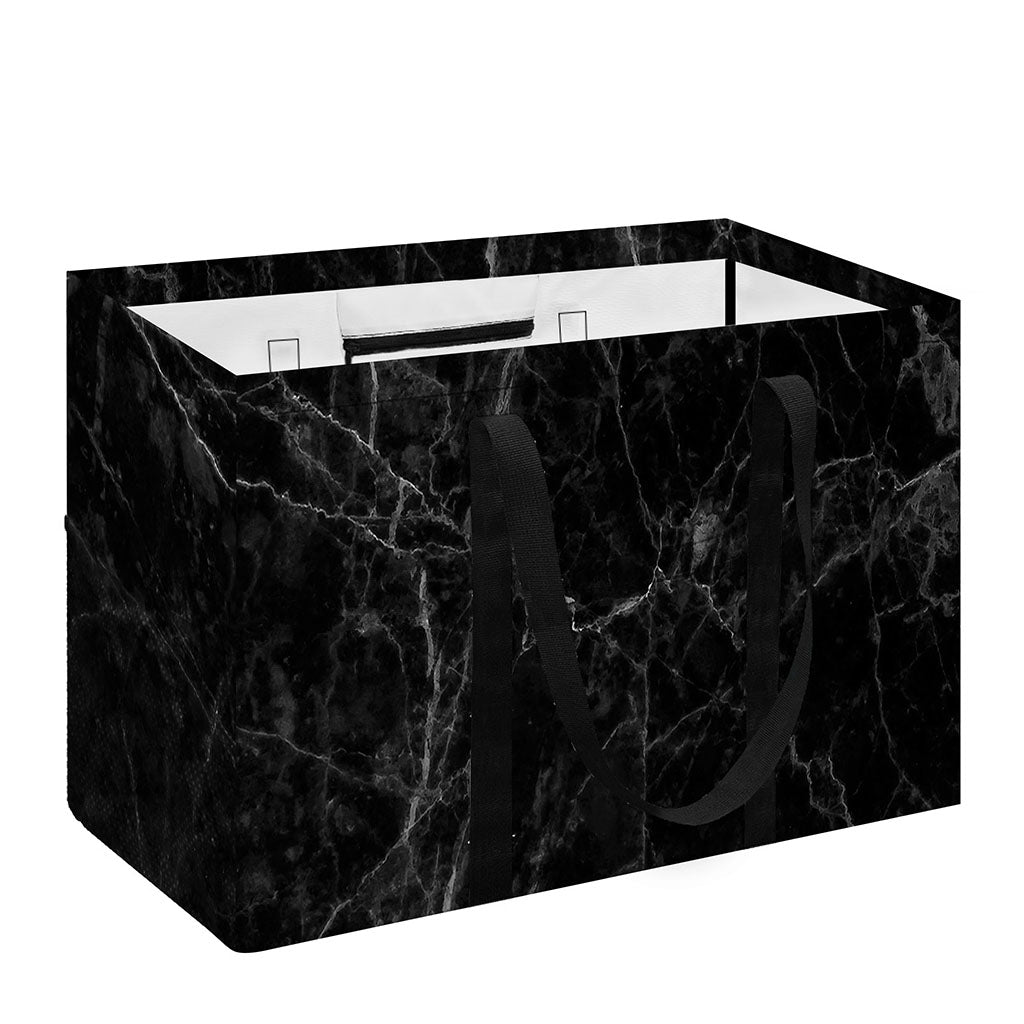Black Grey Dark Marble Print Utility Tote Bag