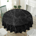 Black Grey Dark Marble Print Waterproof Round Tablecloth