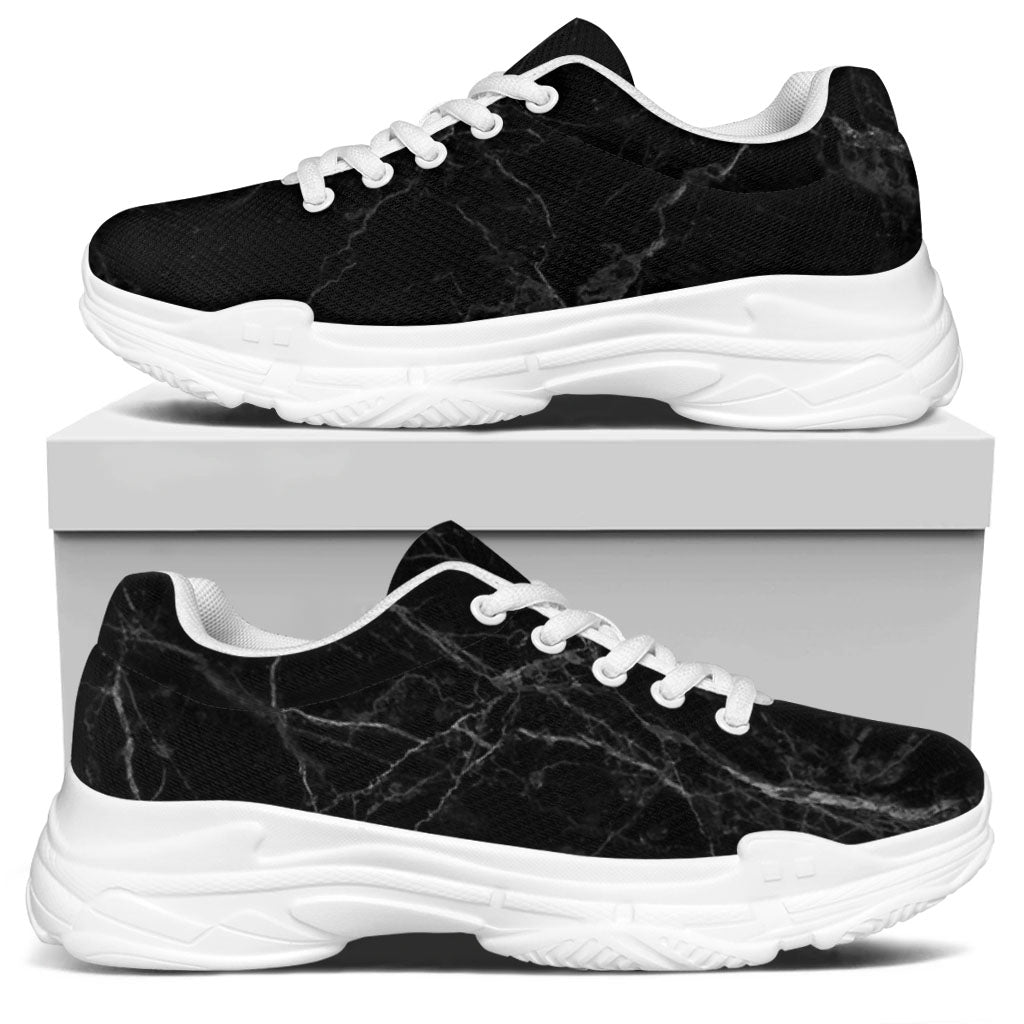 Black Grey Dark Marble Print White Chunky Shoes