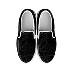 Black Grey Dark Marble Print White Slip On Sneakers