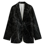 Black Grey Dark Marble Print Women's Blazer