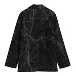 Black Grey Dark Marble Print Women's Blazer