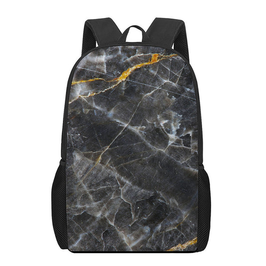 Black Grey Marble Print 17 Inch Backpack