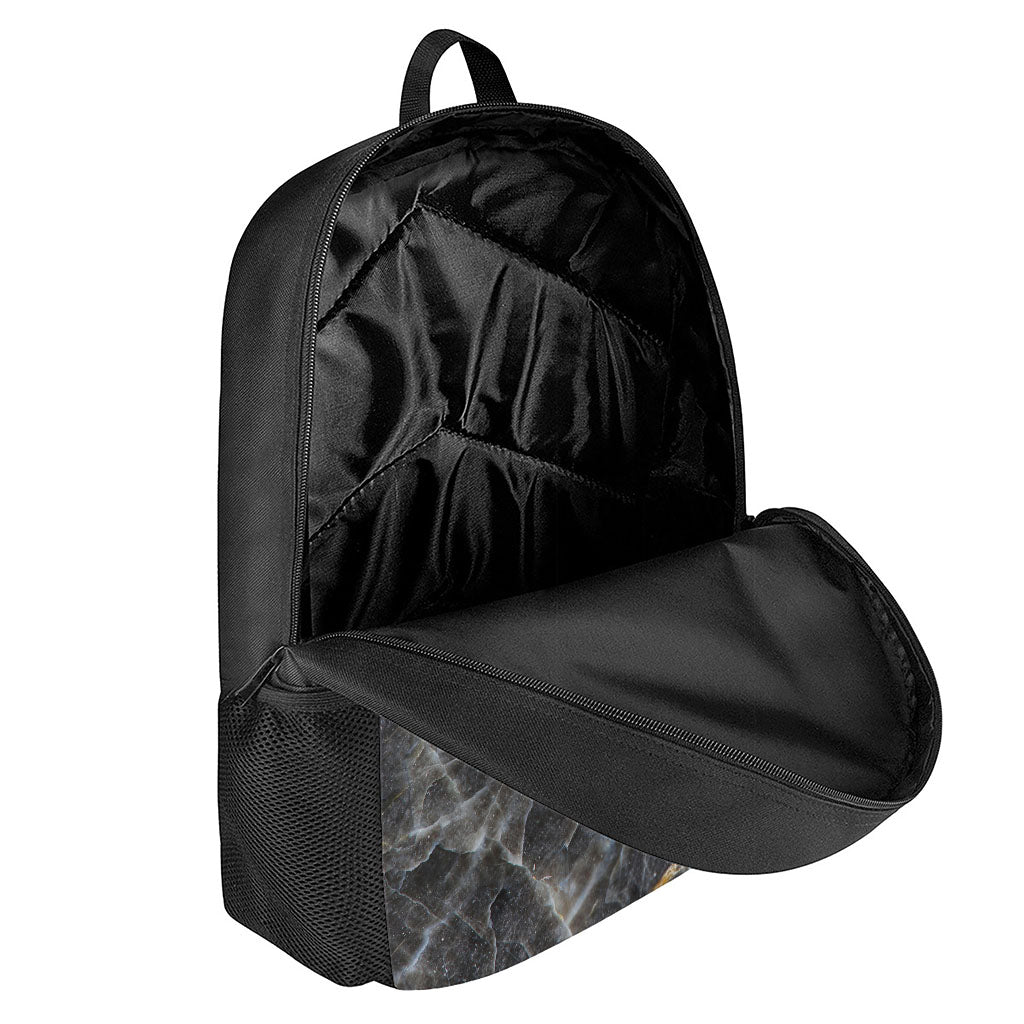 Black Grey Marble Print 17 Inch Backpack