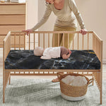 Black Grey Marble Print Baby Crib Sheet