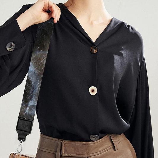 Black Grey Marble Print Bag Strap