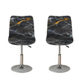 Black Grey Marble Print Bar Stool Covers
