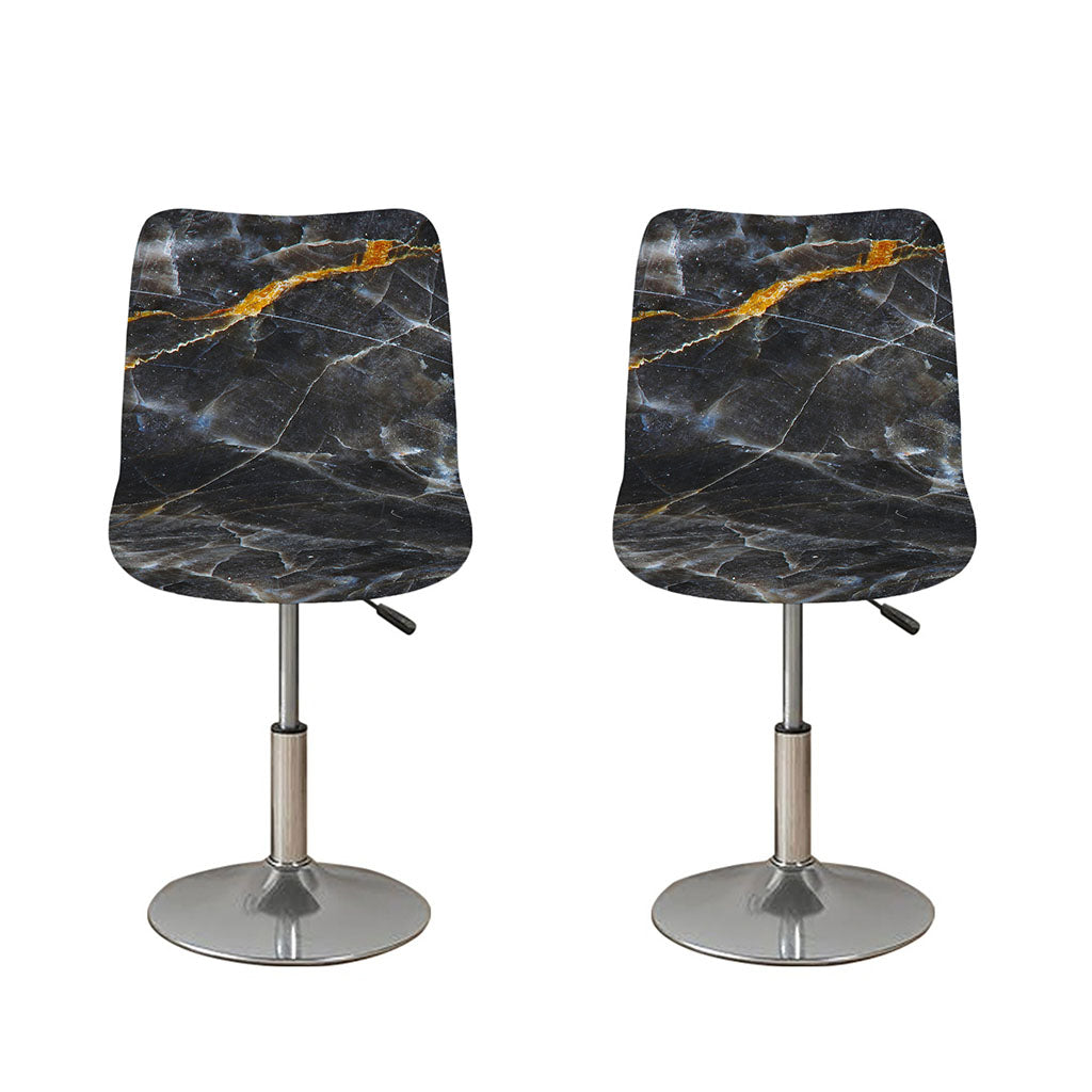 Black Grey Marble Print Bar Stool Covers
