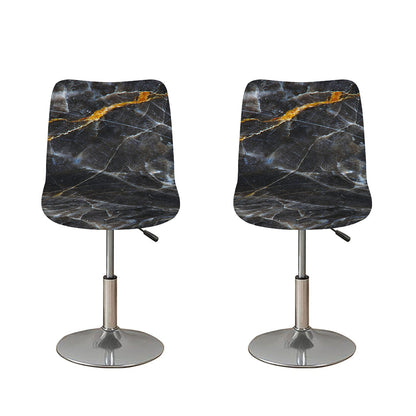 Black Grey Marble Print Bar Stool Covers