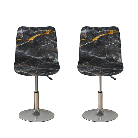 Black Grey Marble Print Bar Stool Covers