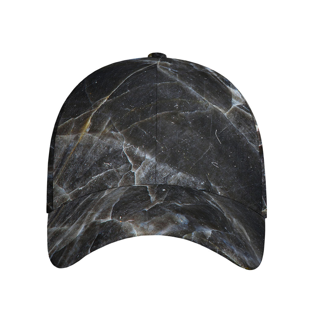Black Grey Marble Print Baseball Cap