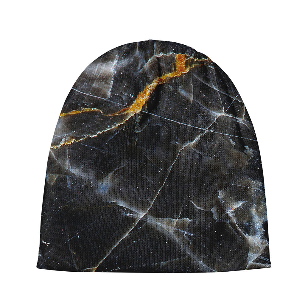 Black Grey Marble Print Beanie