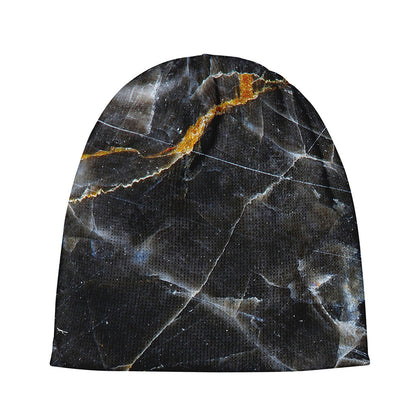 Black Grey Marble Print Beanie