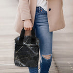 Black Grey Marble Print Bible Tote Bag