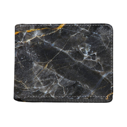 Black Grey Marble Print Bifold Wallet
