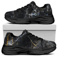 Black Grey Marble Print Black Chunky Shoes
