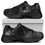 Black Grey Marble Print Black Chunky Shoes