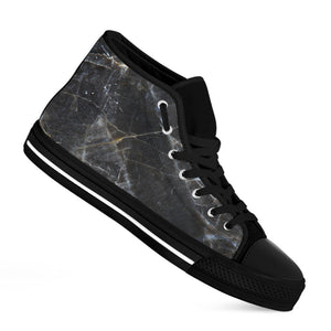 Black Grey Marble Print Black High Top Sneakers