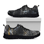 Black Grey Marble Print Black Running Shoes