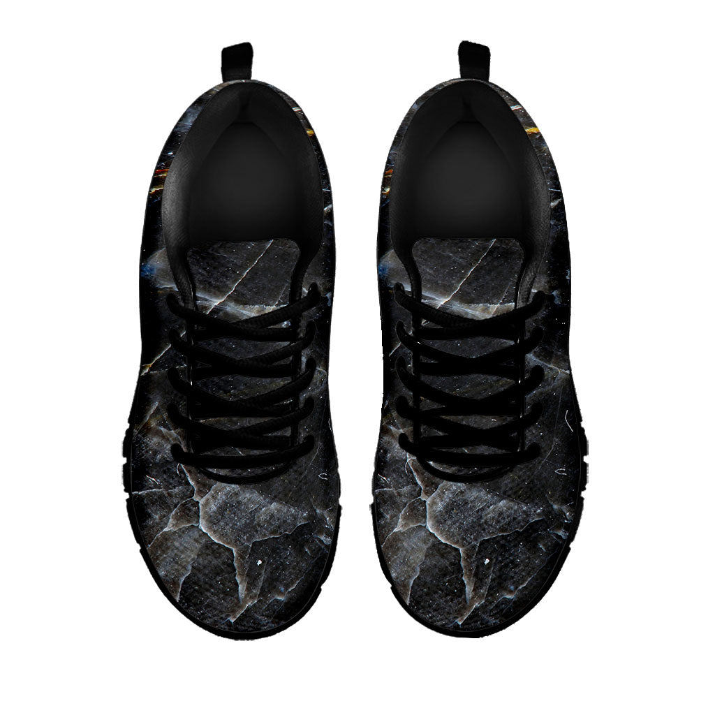 Black Grey Marble Print Black Running Shoes