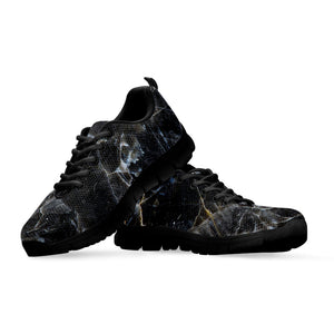 Black Grey Marble Print Black Running Shoes