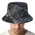 Black Grey Marble Print Bucket Hat