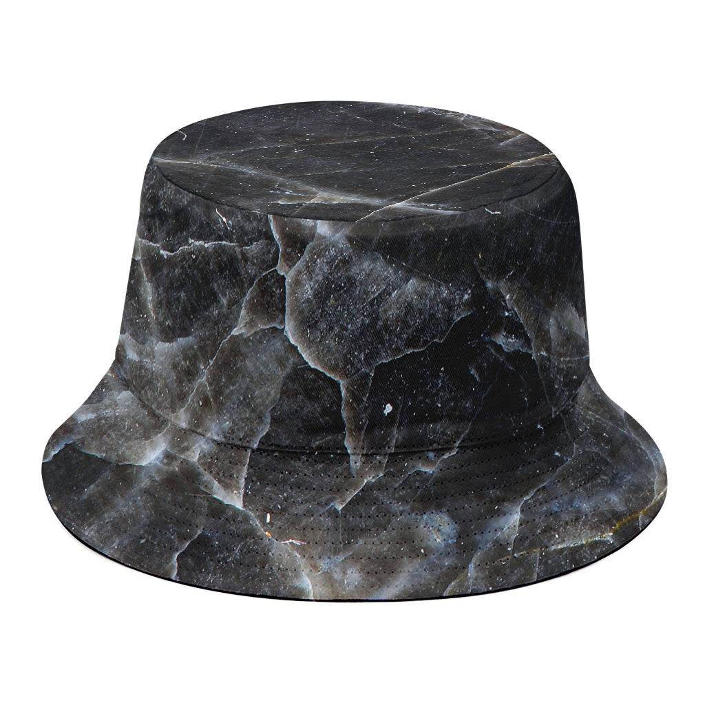 Black Grey Marble Print Bucket Hat