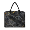 Black Grey Marble Print Canvas Tote Bag
