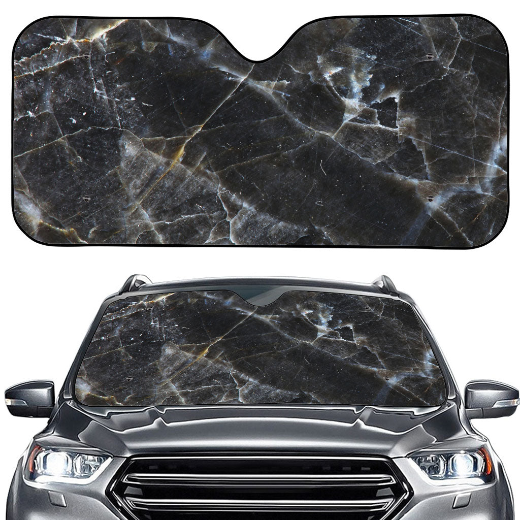 Black Grey Marble Print Car Windshield Sun Shade