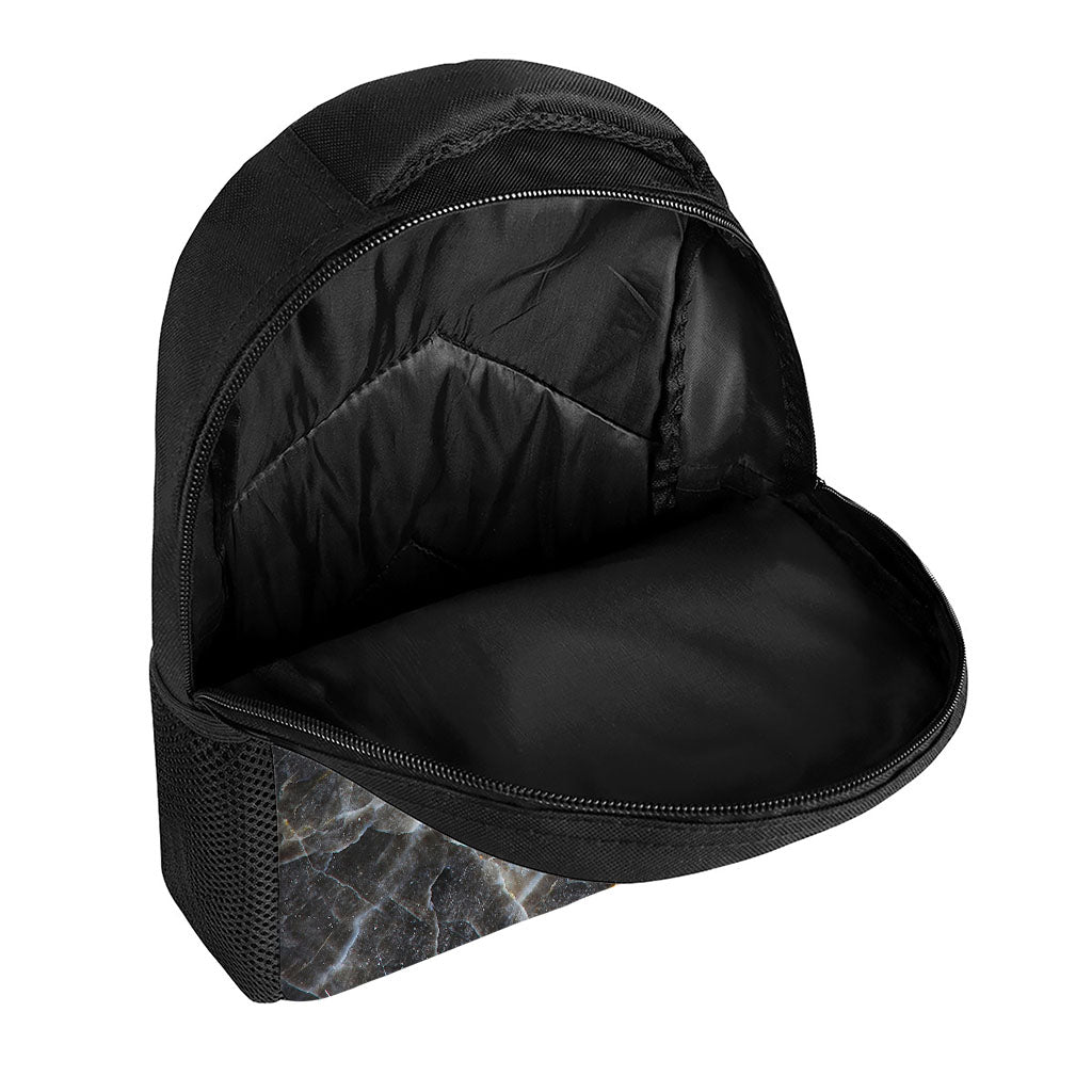 Black Grey Marble Print Casual Backpack