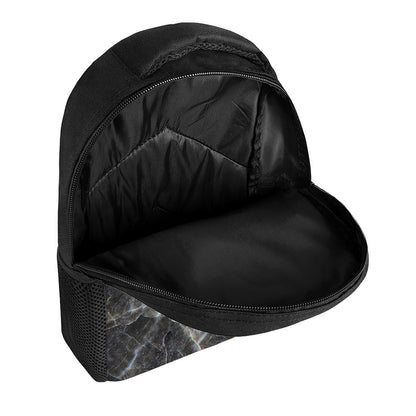 Black Grey Marble Print Casual Backpack