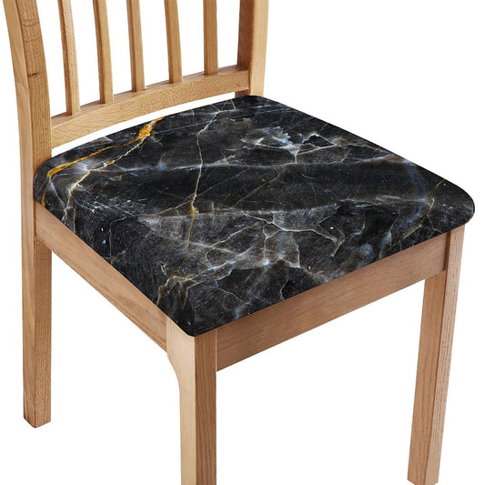 Black Grey Marble Print Chair Cushion Cover