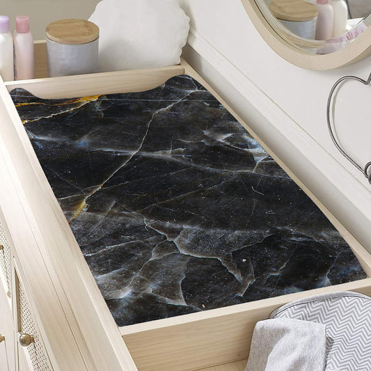 Black Grey Marble Print Changing Pad Cover