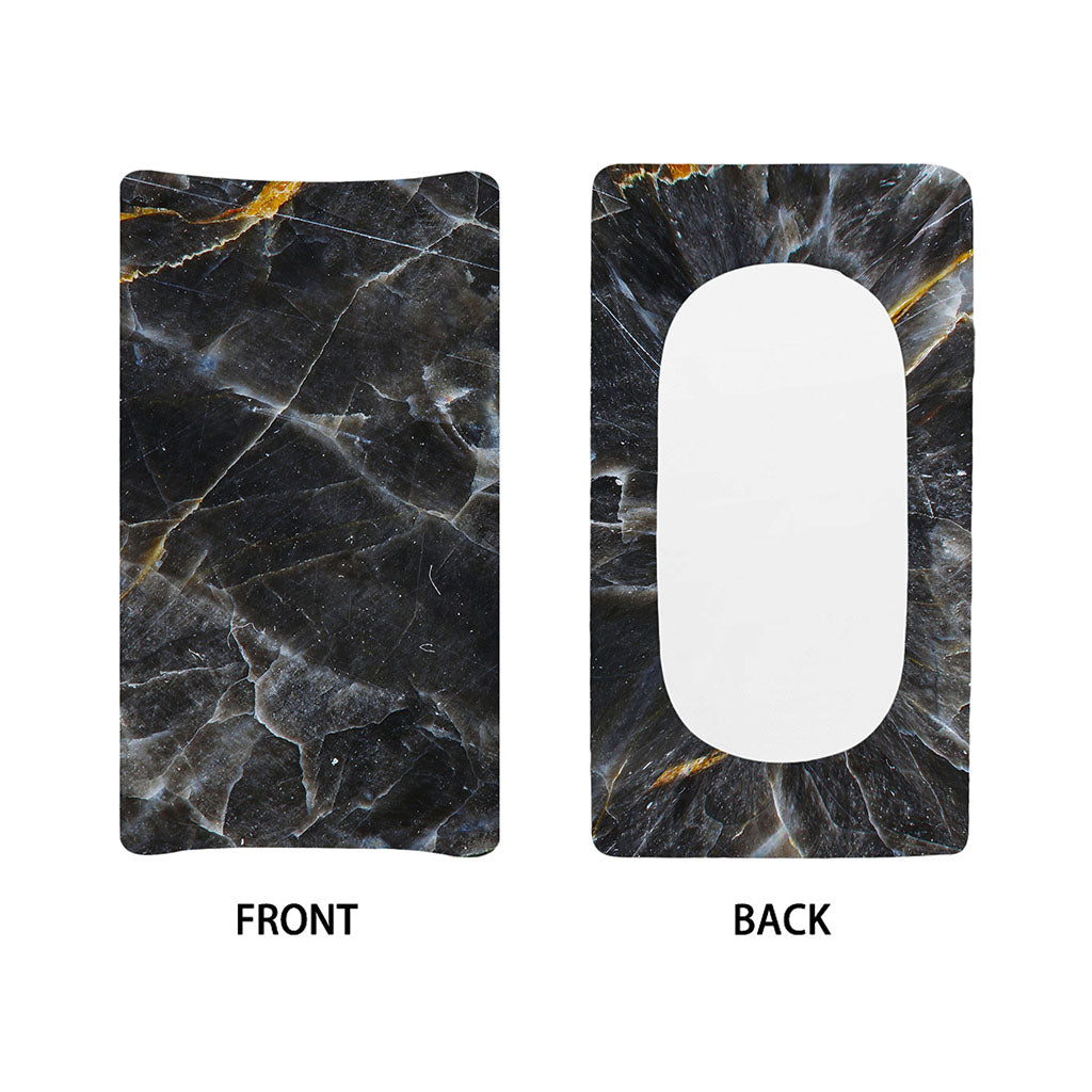 Black Grey Marble Print Changing Pad Cover