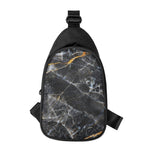 Black Grey Marble Print Chest Bag