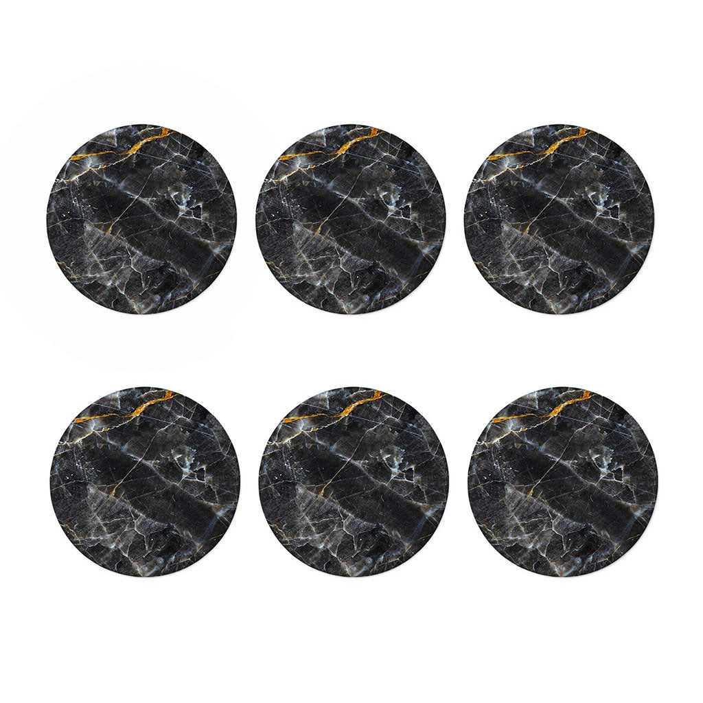 Black Grey Marble Print Coaster Set