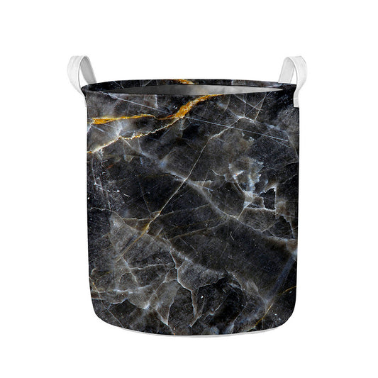 Black Grey Marble Print Collapsible Laundry Basket