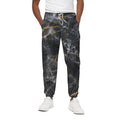Black Grey Marble Print Cotton Sweatpants