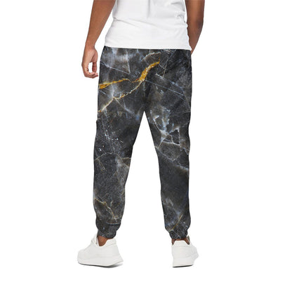 Black Grey Marble Print Cotton Pants