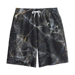 Black Grey Marble Print Cotton Shorts