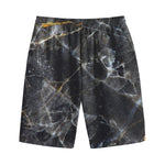 Black Grey Marble Print Cotton Shorts