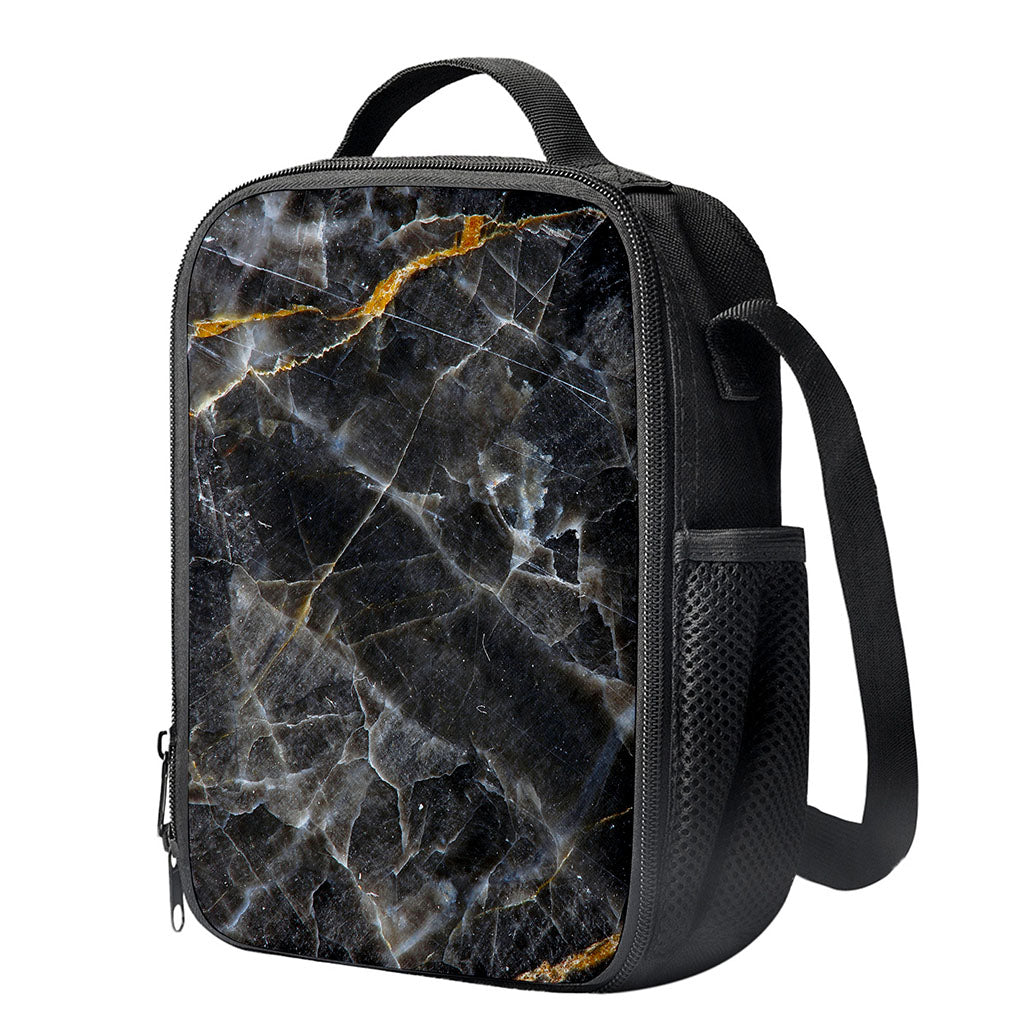 Black Grey Marble Print Crossbody Lunch Bag