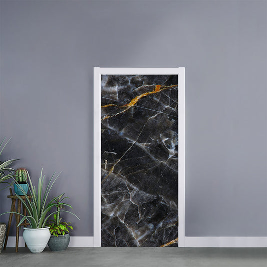 Black Grey Marble Print Door Sticker